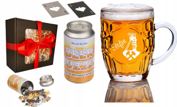 Kufel z Grawerem Puzzle Piwo Otwieracz do Piwa Prezent Dzień Górnika