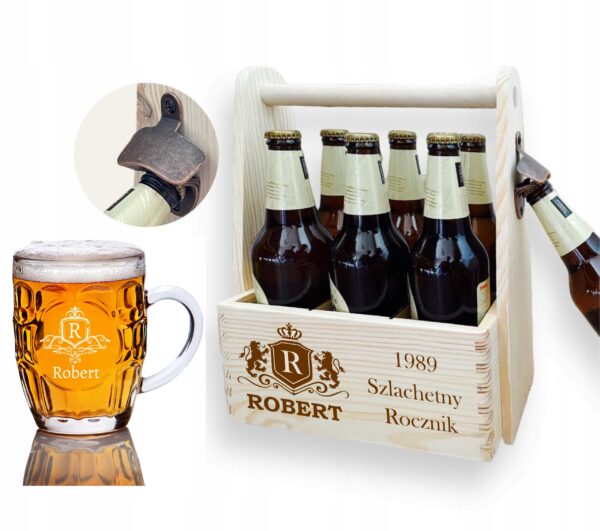 NOSIDŁO I KUFEL NA PIWO Z GRAWEREM PREZENT NA NIEGO URODZINY 18-99 DLA TATY