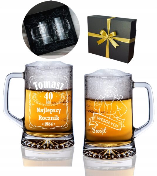 KUFEL DO PIWA Z GRAWEREM ZESTAW KUFLI 2 SZTUKI PREZENT DLA NIEGO ŚWIĘTA