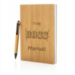 NOTES BAMBUSOWY Z GRAWEREM LOGO DLA FIRMY PREZENT URODZINY 18-99 DZIEŃ MAMY