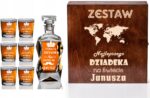 Karafka i 6 szklanek w skrzynce z grawerem Idealny prezent na Dzień Dziadka