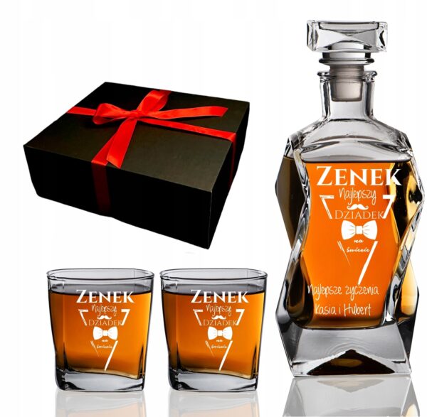 Karafka i 2 szklanki z grawerem - Idealny prezent na Dzień Dziadka!