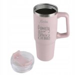 Kubek różowy z uchwytem