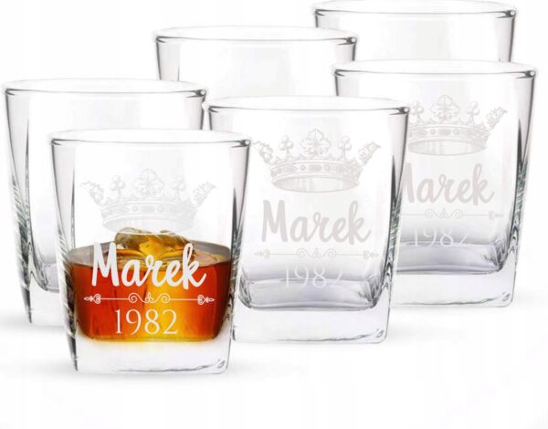 SZKLANKI DO WHISKY Z GRAWEREM 6 SZTUK PREZENT LOGO