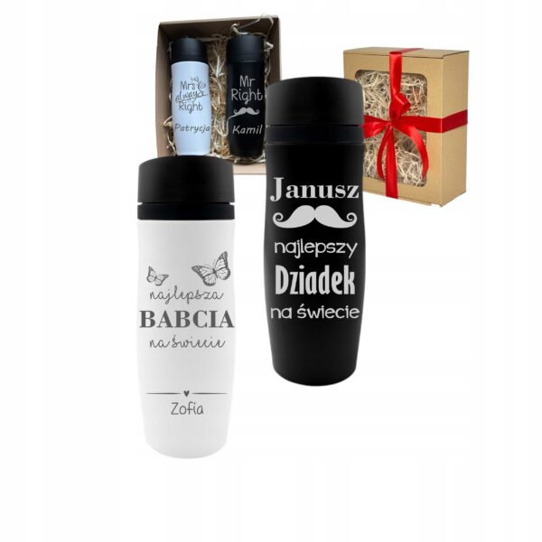 Zestaw Kubków Termicznych na Dzień Babci i Dziadka Kubek z grawerem Prezent