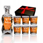 Karafka do Whisky z grawerem i 6 Szklanek w pudełku prezentowym na urodziny 18-99