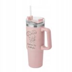 Kubek różowy z uchwytem