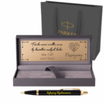DŁUGOPIS PARKER IM CZARNY GT Z GRAWEREM LOGO PREZENT KOMUNIA EMERYTURA
