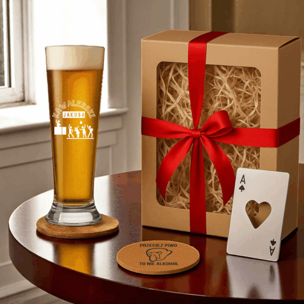 SZKLANKA KUFEL DO PIWA Z GRAWEREM WIECZÓR KAWALERSKI