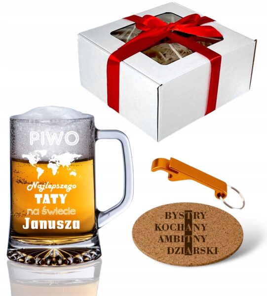 KUFEL DO PIWA Z GRAWEREM 660 ml PREZENT DLA NIEGO DLA ŚWIADKA KAWALERSKI