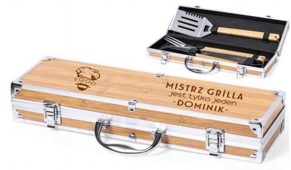 Akcesoria do grilla w walizce z grawerem prezent urodziny 18-99 Majówka