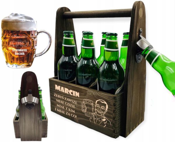 NOSIDŁO I KUFEL NA PIWO Z GRAWEREM PREZENT NA NIEGO URODZINY 18-99 DLA TATY