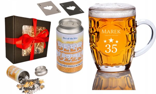 Kufel z Grawerem Puzzle Piwo Otwieracz do Piwa Prezent Urodziny 18-99