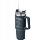 Kubek granatowy z uchwytem i słomką