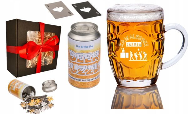 Kufel z Grawerem Puzzle Piwo Otwieracz do Piwa Prezent Wieczór Kawalerski