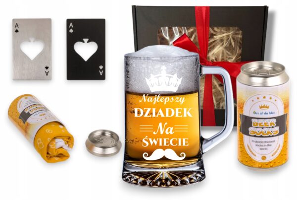 Kufel do Piwa z Grawerem Puzzle Piwo Otwieracz do Piwa Dzień Dziadka