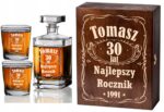 SKRZYNKA KARAFKA SZKLANKI DO WHISKY Z GRAWEREM URODZINY EMERYTURA ŚLUB