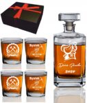 KARAFKA 4 SZKLANKI Z GRAWEREM DO WHISKY DZIEŃ GÓRNIKA BARBÓRKA ŚWIĘTA