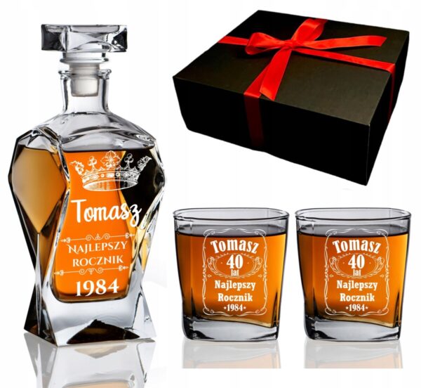 Karafka i 2 szklanki z grawerem w pudełku Prezentowym Dużo Wzorów