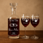 Karafka na wino i kieliszki z grawerem bez pudełka