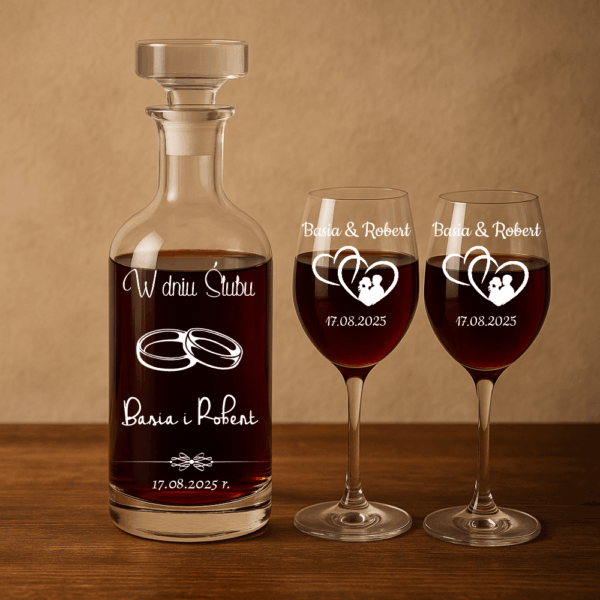 KARAFKA KIELISZKI Z GRAWEREM PREZENT ŚLUB ROCZNICA