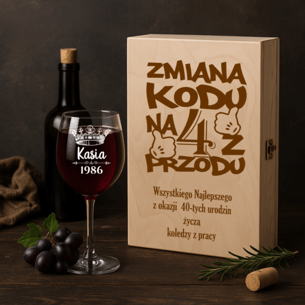 KIELISZEK + SKRZYNKA Z GRAWEREM ŚLUB URODZINY
