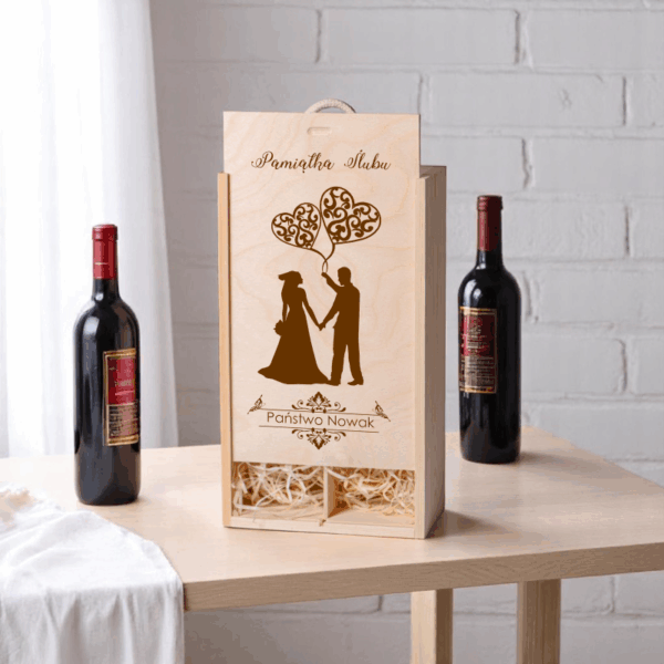 SKRZYNKA NA 2 WINA Z GRAWEREM ŚLUB URODZINY