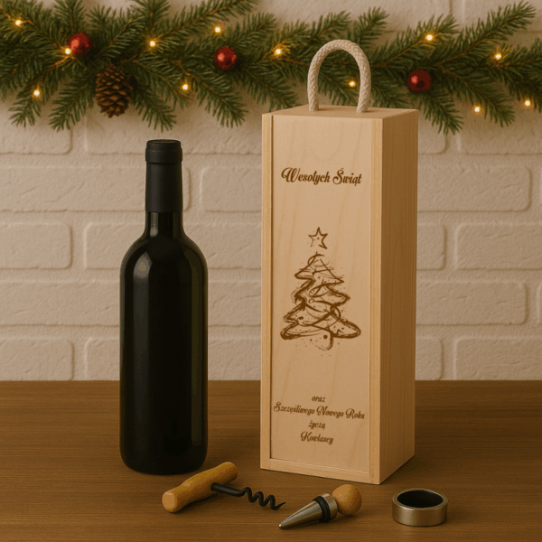 SKRZYNKA NA WINO Z GRAWEREM ŚWIĘTA BOŻE NARODZENIE