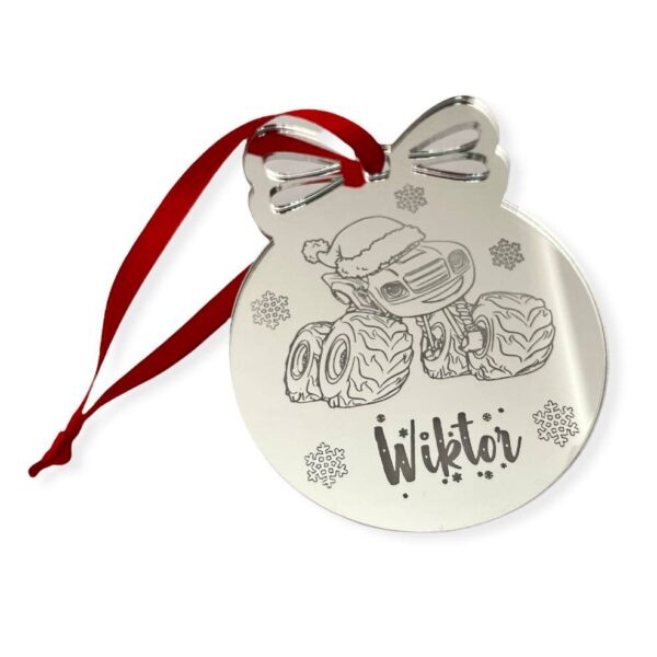 BOMBKA Z GRAWEREM SREBRO LUSTRO LOGO IMIĘ