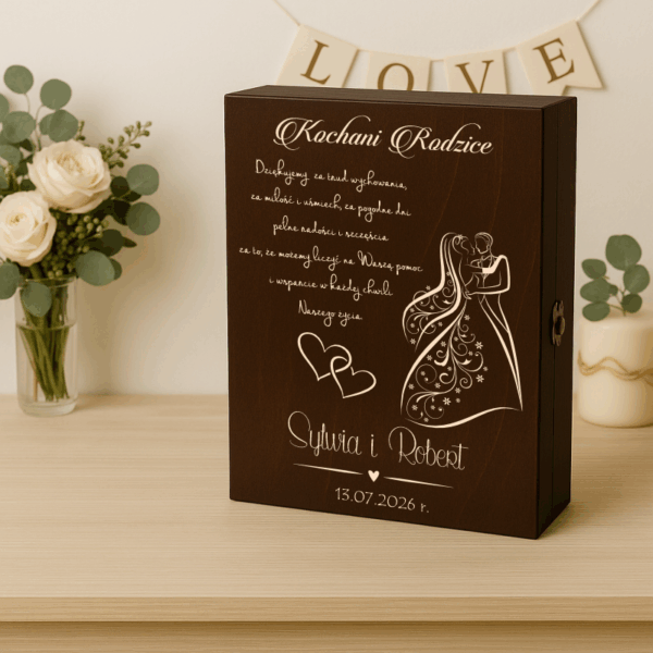 SKRZYNKA NA 3 WINA Z GRAWEREM ŚLUB PREZENT URODZIN