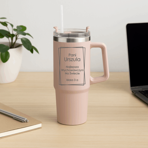 Kubek termiczny z grawerem i uchwytem Prezent dla Nauczyciela