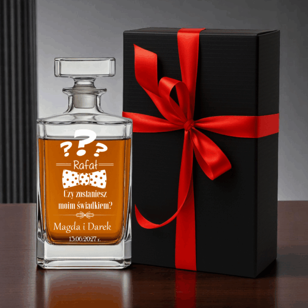 KARAFKA DO WHISKY Z GRAWEREM PROŚBA O ŚWIADKOWANIE