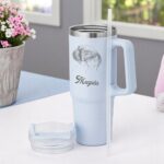 Kubek Termiczny błękitny 880 ml z grawerem + słomka 1-Photoroom