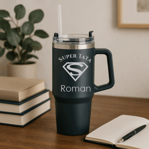 Kubek termiczny ze słomką i z grawerem Personalizowany DZIEŃ OJCA