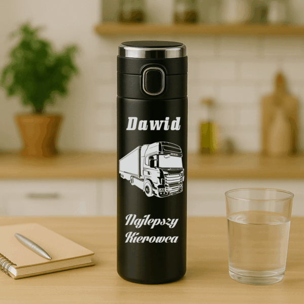 KUBEK TERMICZNY Z WYŚWIETLACZEM LED Z GRAWEREM PERSONALIZOWANY PREZENT DLA KIEROWCY