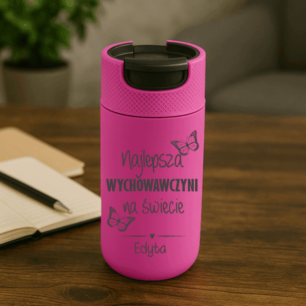 Kubek Termiczny 400 ml różowy dla Nauczyciela