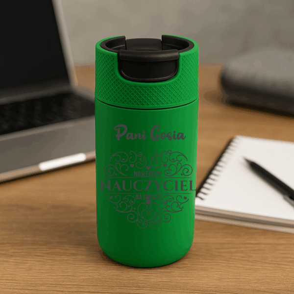KUBEK TERMICZNY TERMOS GRAWER Z GRAWEREM ZIELONY Dla Nauczyciela