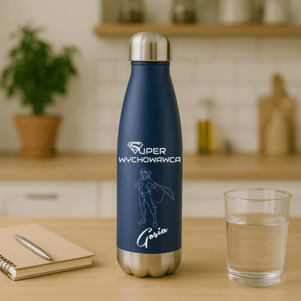 KUBEK BUTELKA TERMICZNY Z GRAWEREM PERSONALIZOWANY NIEBIESKI Dla Nauczyciela