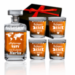 KARAFKA 4 SZKLANKI Z GRAWEREM DO WHISKY PREZENT DLA TATY NA DZIEŃ OJCA
