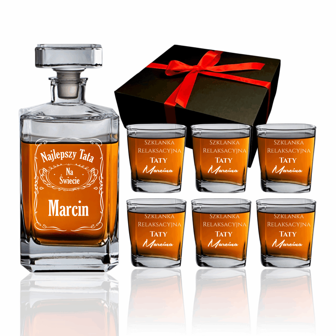 Karafka do whisky 6 szklanek z grawerem na dzień ojca