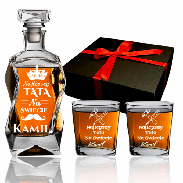 Karafka i 2 szklanki z grawerem w pudełku Prezentowym DZIEŃ OJCA