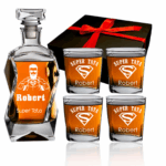 Karafka i 4 szklanki do whisky z grawerem w pudełku prezentowym na dzień Ojca