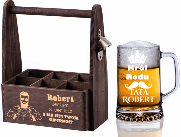 NOSIDŁO I KUFEL NA PIWO Z GRAWEREM PREZENT NA DZIEŃ OJCA