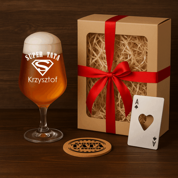 SZKLANKA KUFEL POKAL DO PIWA Z GRAWEREM na Prezent dla Taty na Dzień Ojca