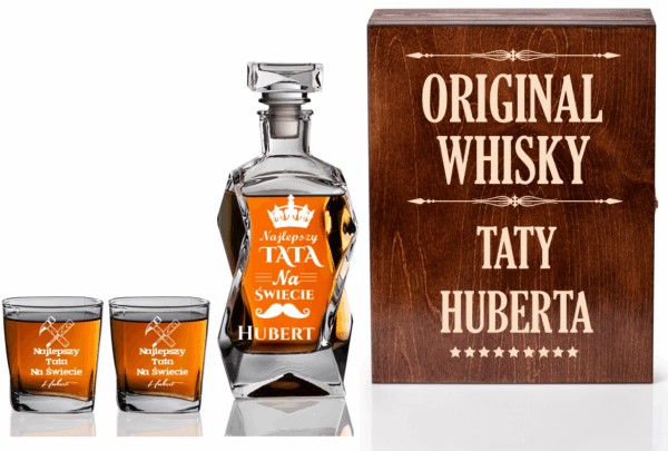 SKRZYNKA KARAFKA SZKLANKI DO WHISKY Z GRAWEREM DLA TATY NA DZIEŃ OJCA