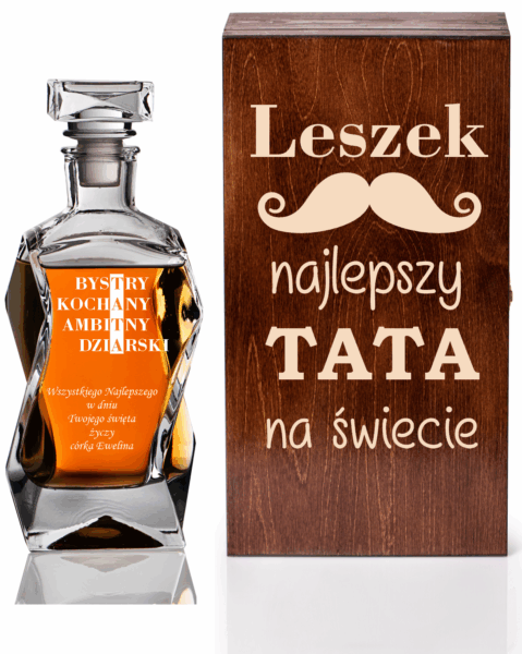 SKRZYNKA KARAFKA DO WHISKY Z GRAWEREM DLA TATY NA DZIEŃ OJCA