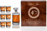 SKRZYNKA KARAFKA SZKLANKI DO WHISKY Z GRAWEREM ROCZNICA ŚLUBU