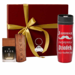 Kubek Termiczny z GRAWEREM Perfumy Brelok Zawieszka ZESTAW PREZENTOWY