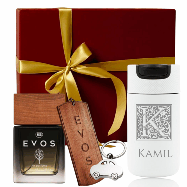 Kubek Termiczny z GRAWEREM Perfumy Brelok Zawieszka ZESTAW PREZENTOWY