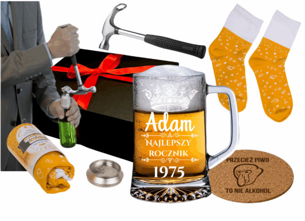 Kufel do Piwa z grawerem Zestaw prezentowy dla niego Urodziny Mikołajki
